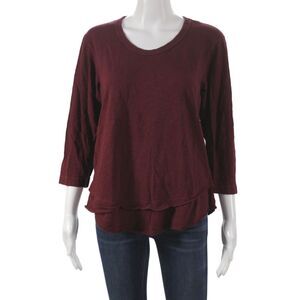 Wilt Womens Basic Red Scoop Neck 3/4 Sleeve 100% Cotton T-Shirt Size M